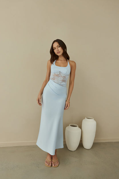 Dreamdays Halter Lace Maxi Dress Blue