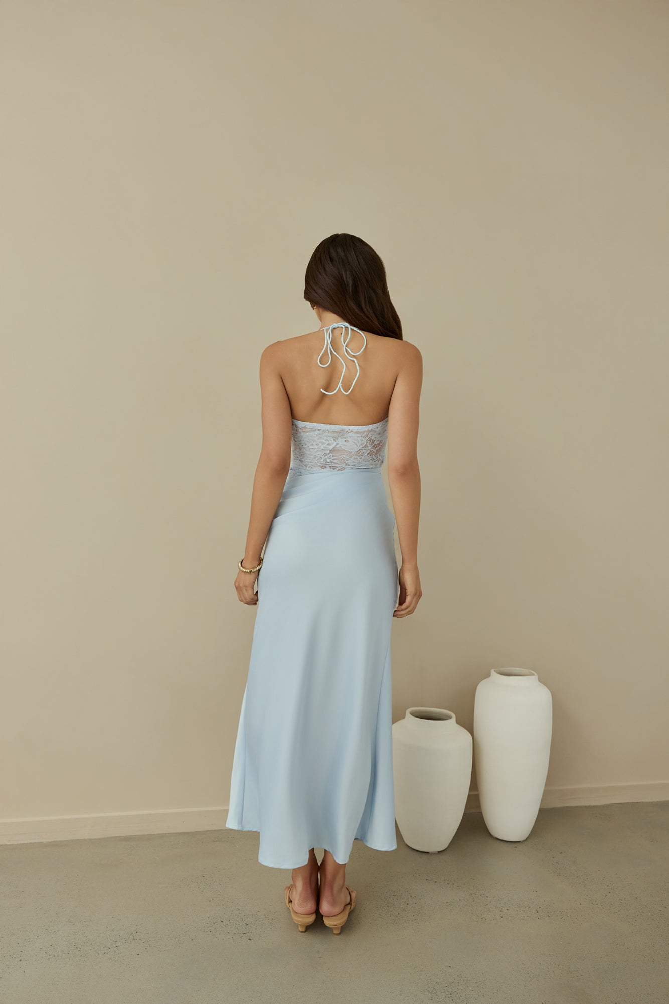 Dreamdays Halter Lace Maxi Dress Blue