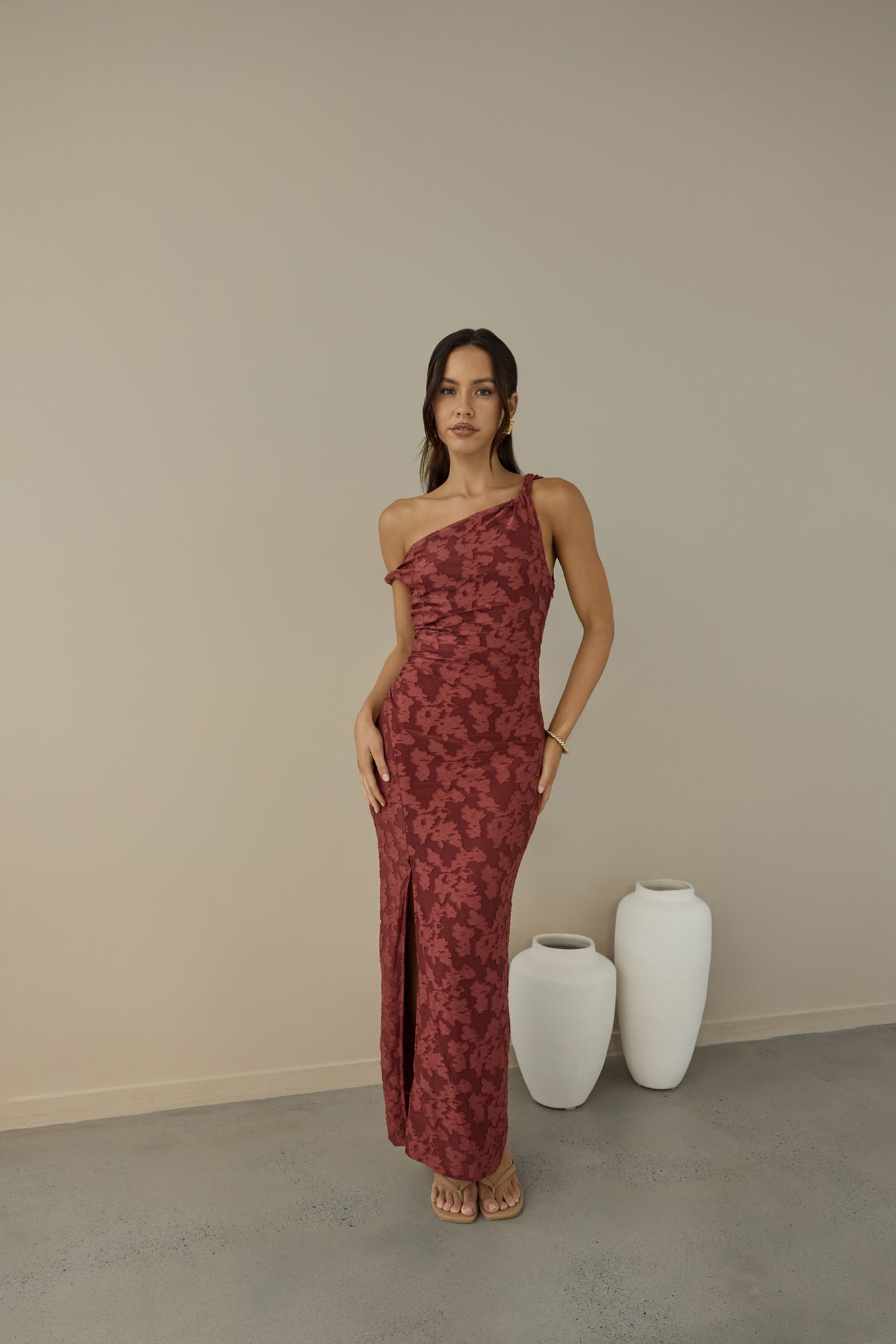 Breeze Of Pink Maxi Dress Wine