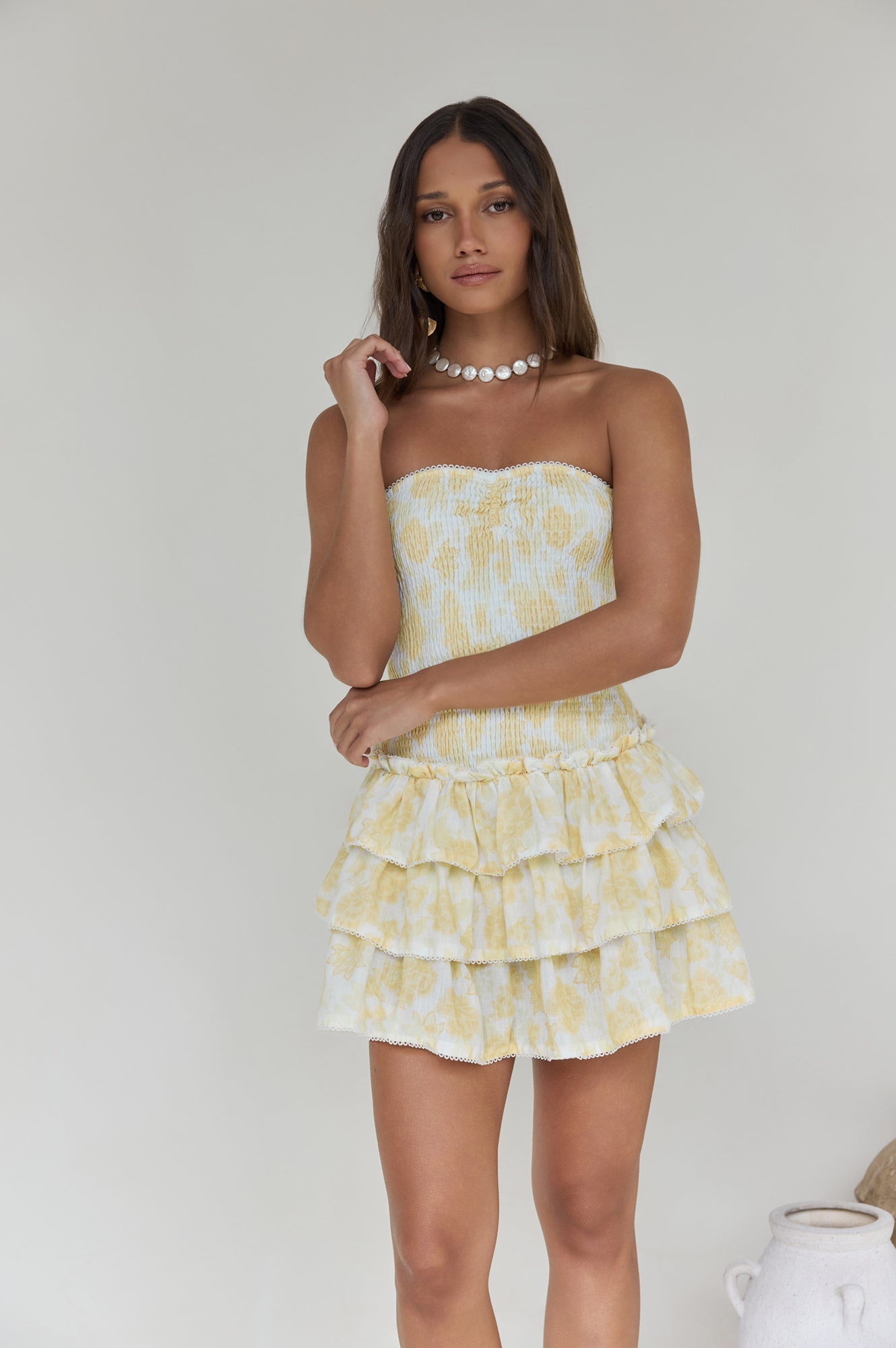Sunshine Chic Strapless Mini Dress Yellow