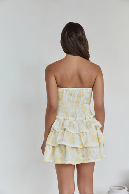 Sunshine Chic Strapless Mini Dress Yellow