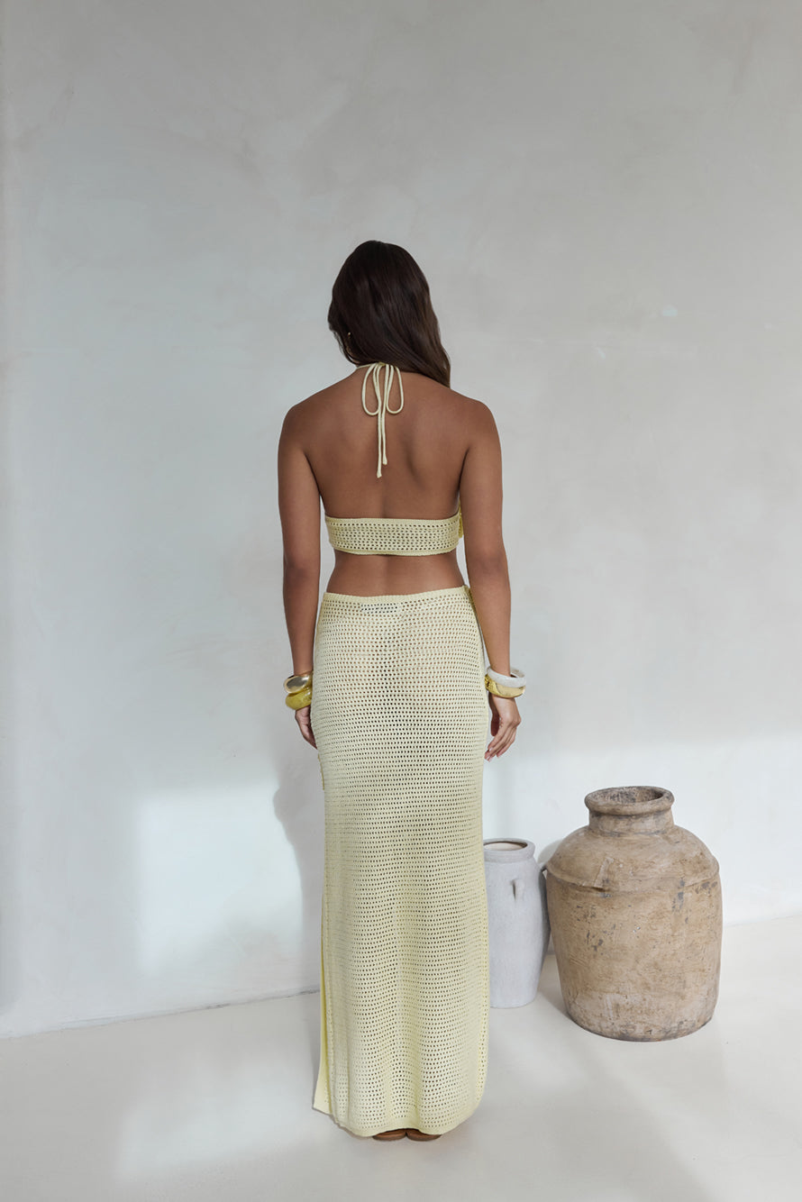 Monaco Sun Knit Halter Maxi Dress Yellow