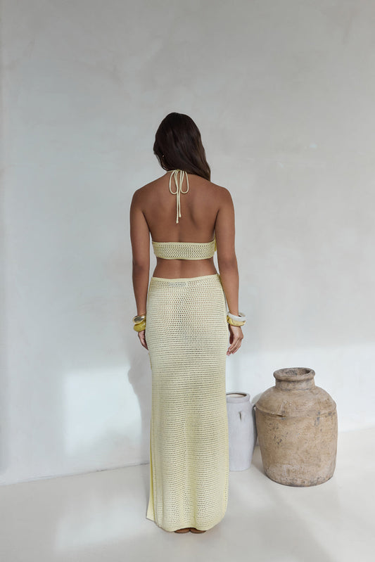 Monaco Sun Knit Halter Maxi Dress Yellow