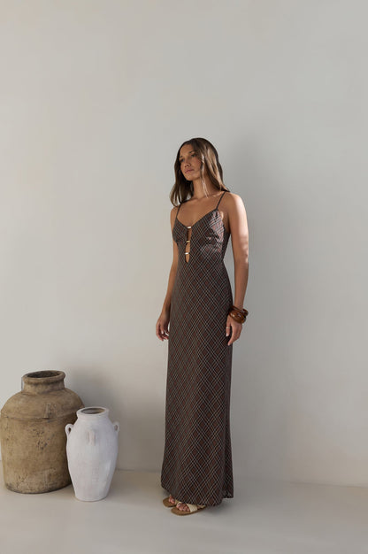 Riviera Nights Maxi Dress Chocolate
