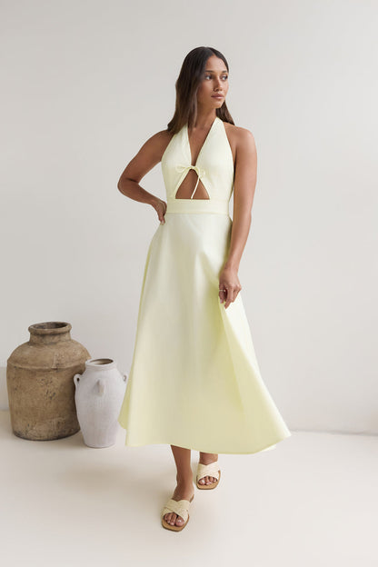 Sands Of Splendor Halter Maxi Dress Lemon