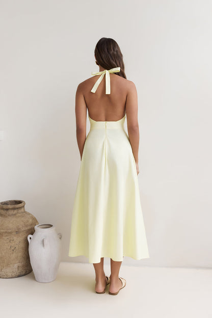 Sands Of Splendor Halter Maxi Dress Lemon