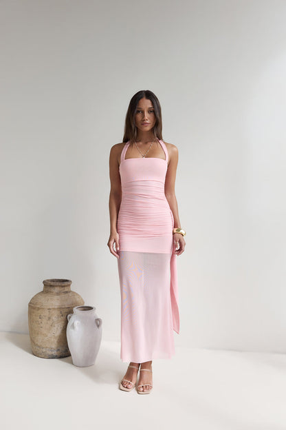 Sailing Days Mesh Maxi Dress Pink
