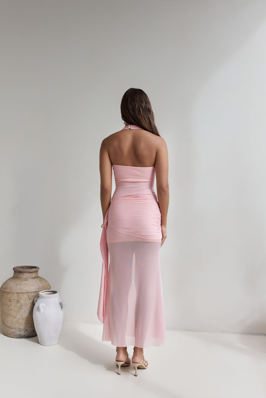 Sailing Days Mesh Maxi Dress Pink