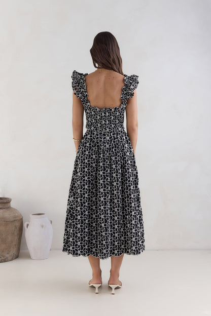 Uncharted Bliss Midi Dress Black