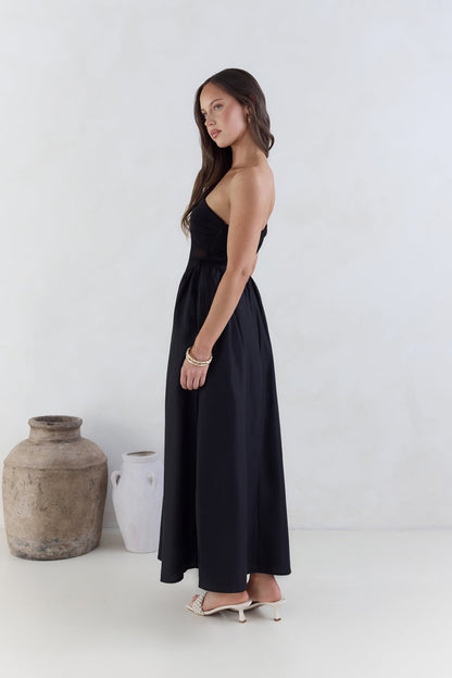 Wish List Getaway One Shoulder Maxi Dress Black