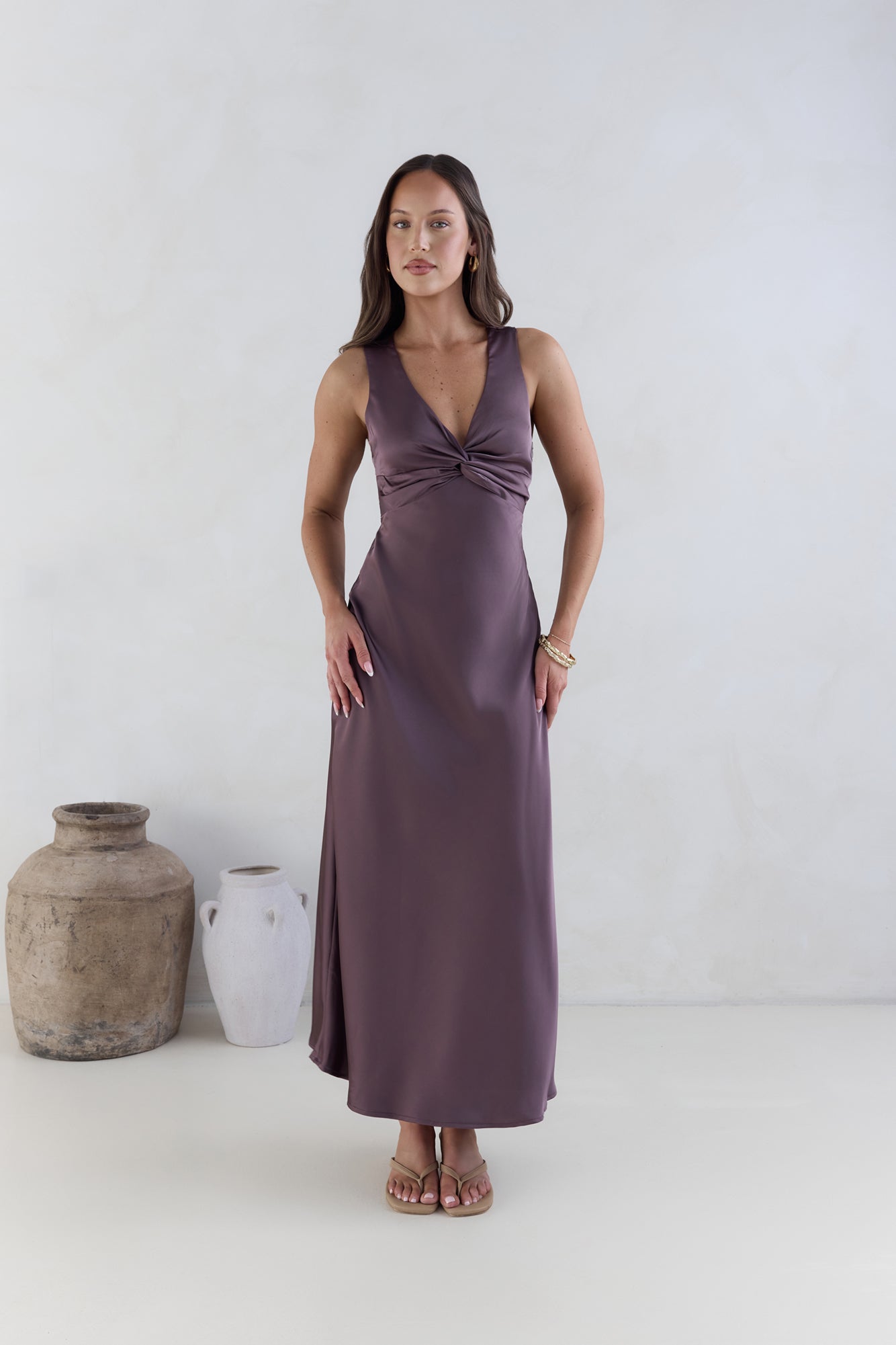 Island Reverie Satin Maxi Dress Purple