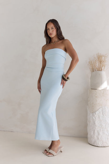 Sunny Daze Strapless Maxi Dress Blue