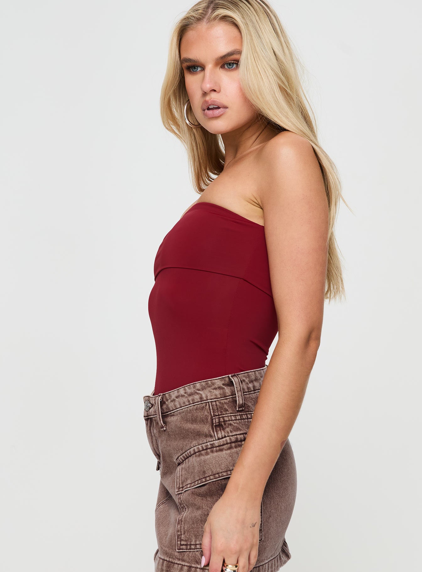 Niner Strapless Bodysuit Burgundy Petite
