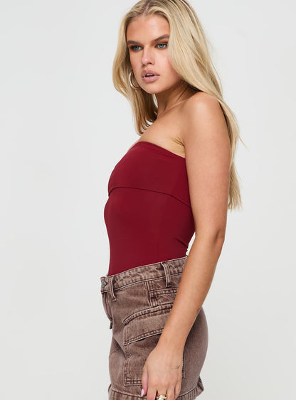 Niner Strapless Bodysuit Burgundy Petite