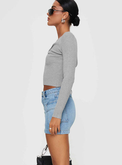 Zakai Cargo Denim Mini Skirt Ice Blue Petite