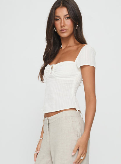 Isabetta Short Sleeve Top White