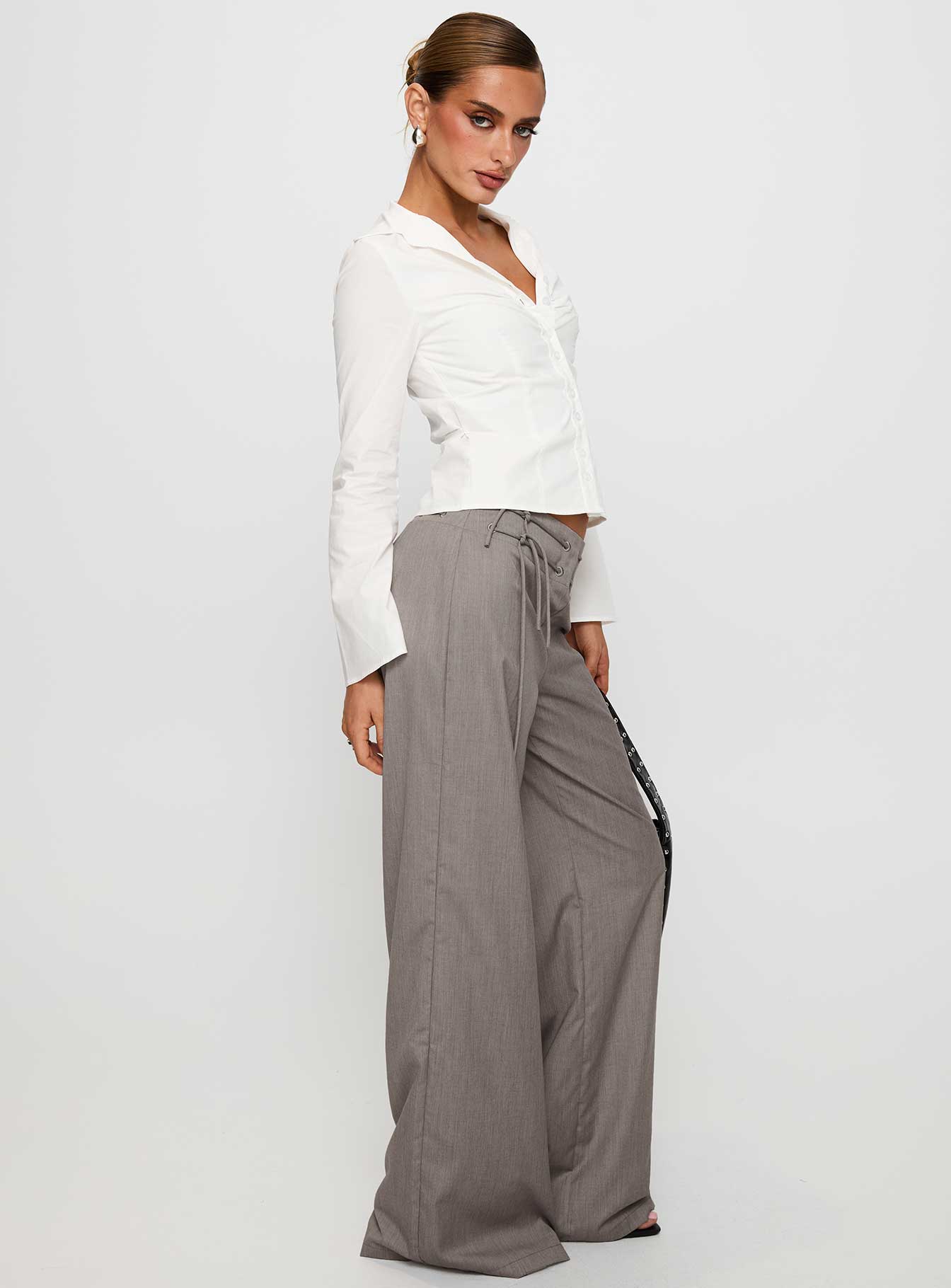 Just Have Fun Wide Leg Pant Grey Petite