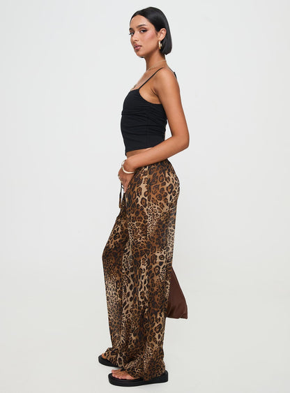 Fyre Wide Leg Pant Leopard Petite