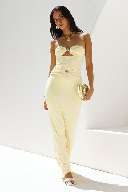Kleo Strapless Maxi Dress Yellow