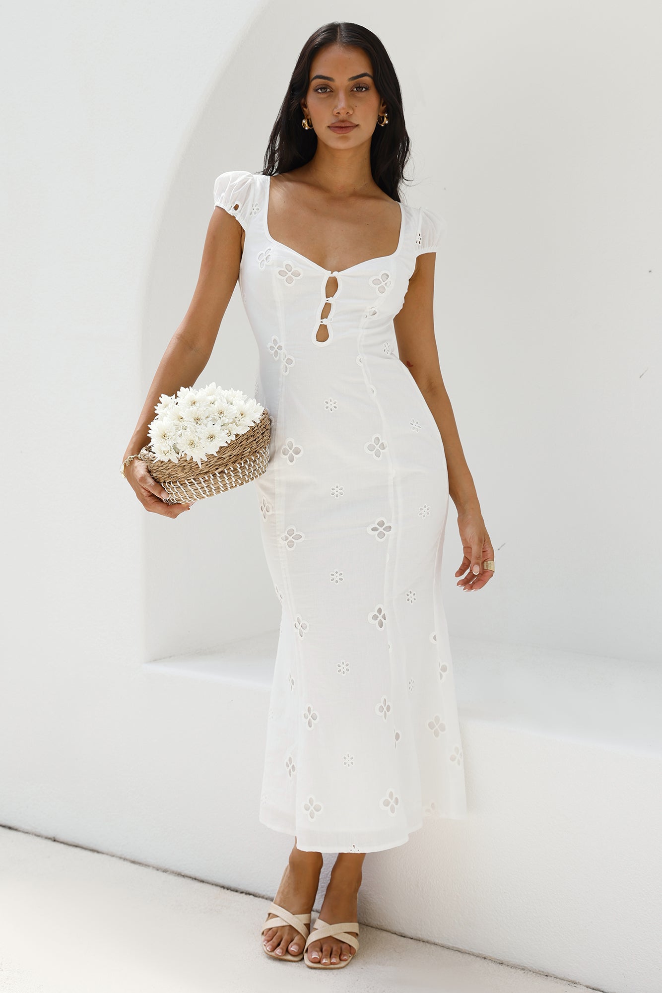 Vintage Song Midi Dress White