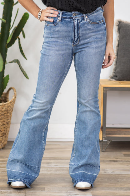 Judy Blue Tummy Control Raw Hem Flare Jeans