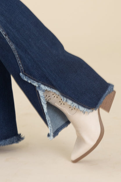 KanCan Dark Wash Bootcut Jeans Fray Hem