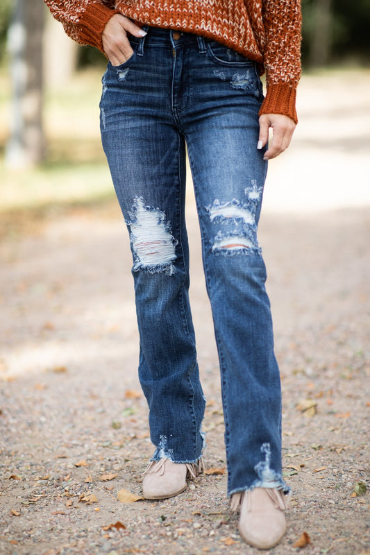 Judy Blue Slim Fit Distressed Bootcut Jeans