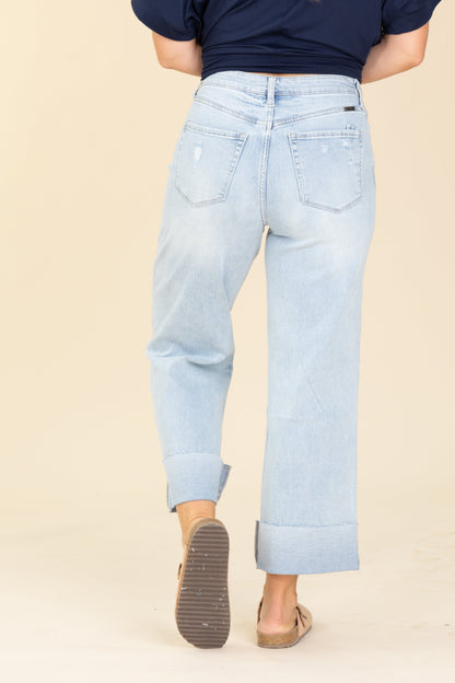 KanCan Light Wash 90s Cropped Wide Leg Jeans