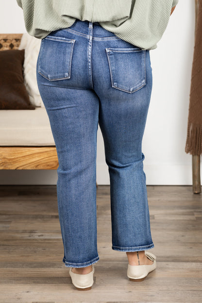 Risen Medium Wash Crop Straight Jeans