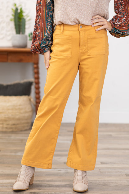 Sneak Peek Golden Cropped Wide Leg Jeans