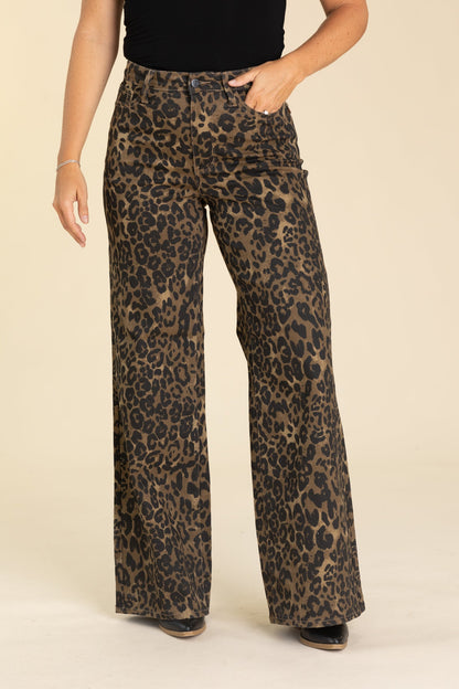 Judy Blue High Waist Retro Wide Leopard Jeans