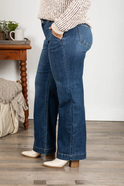Judy Blue Double Button Wide Leg Jeans