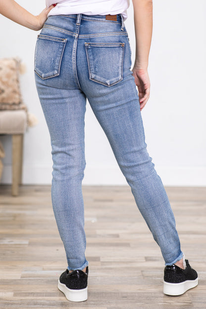 Judy Blue Button Fly Distressed Skinny Jeans