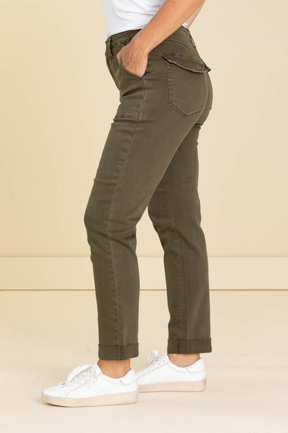 Judy Blue Olive Garment Dyed Cuffed Jeans