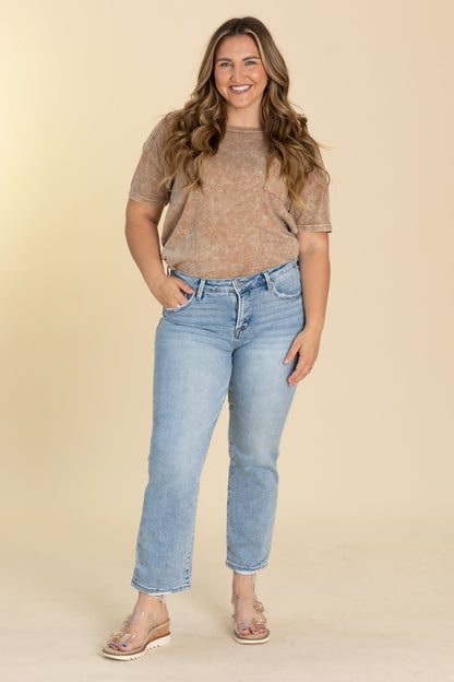 Risen Low Rise Crop Slim Straight Jeans