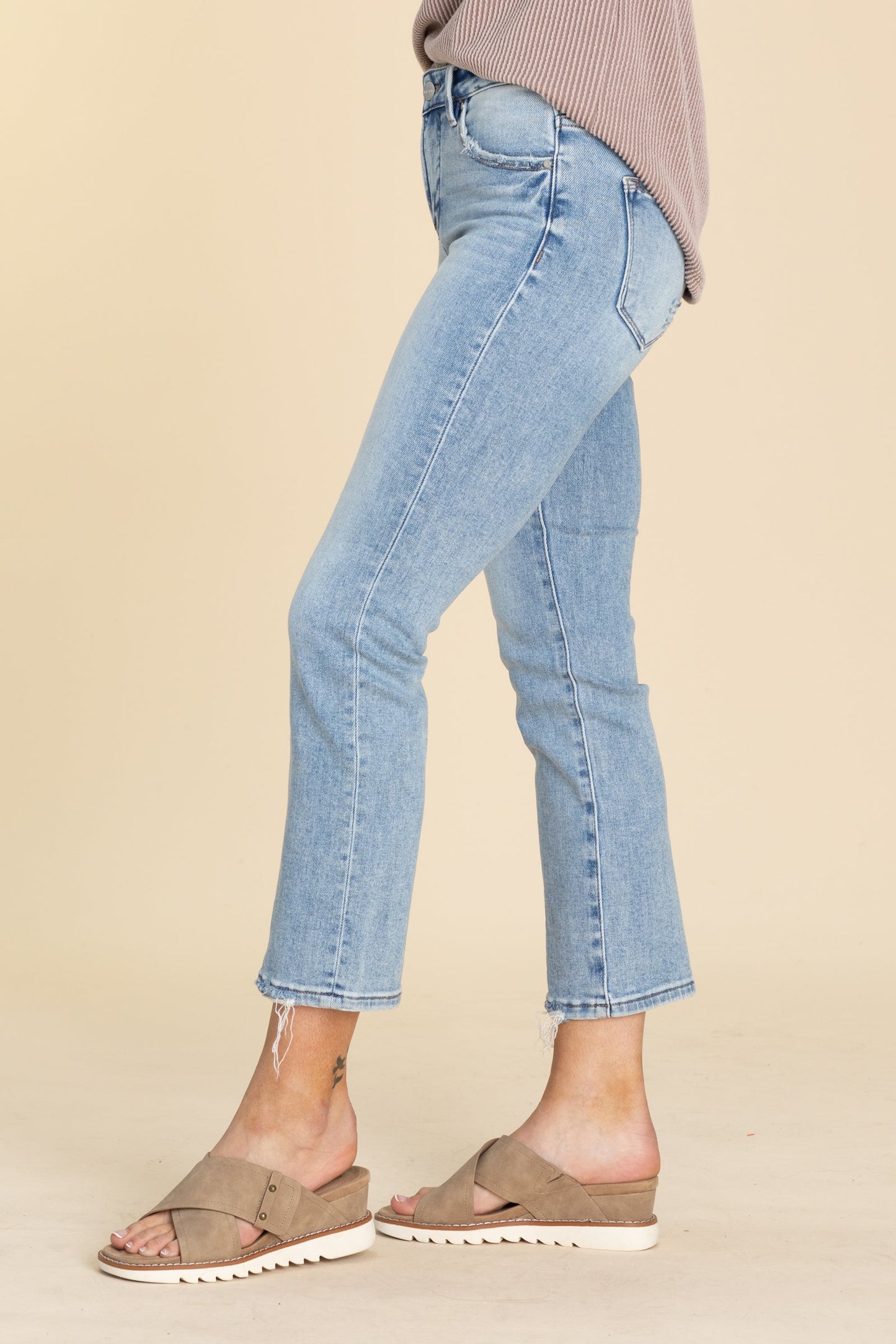 Risen Low Rise Crop Slim Straight Jeans