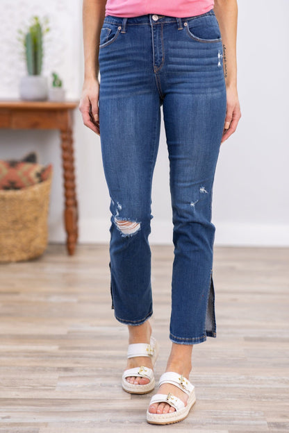 Rewash High Rise Slim Straight Jeans With Slit