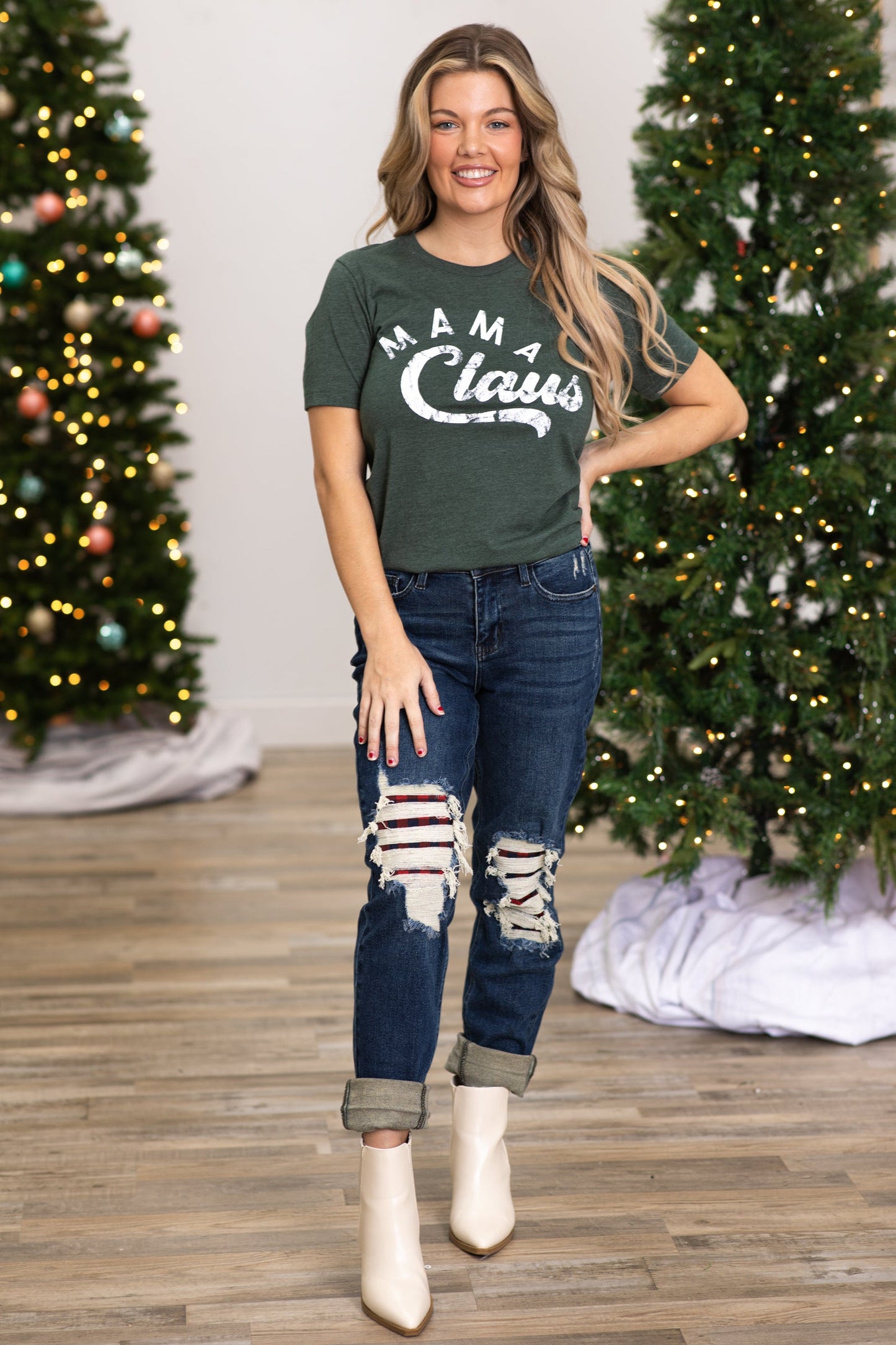 Judy Blue Distressed Jeans With Plaid Backing