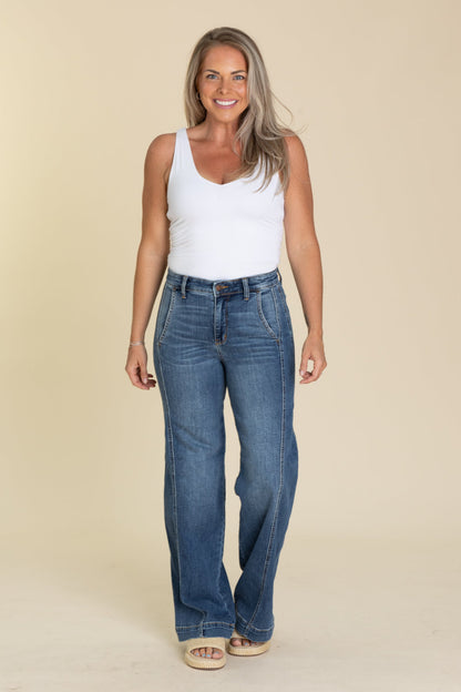 Judy Blue High Waist Trouser Wide Leg Jeans