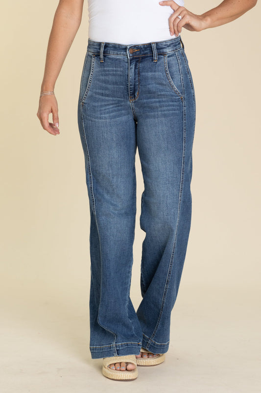 Judy Blue High Waist Trouser Wide Leg Jeans