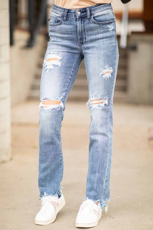 Judy Blue Distressed Straight Leg Jeans