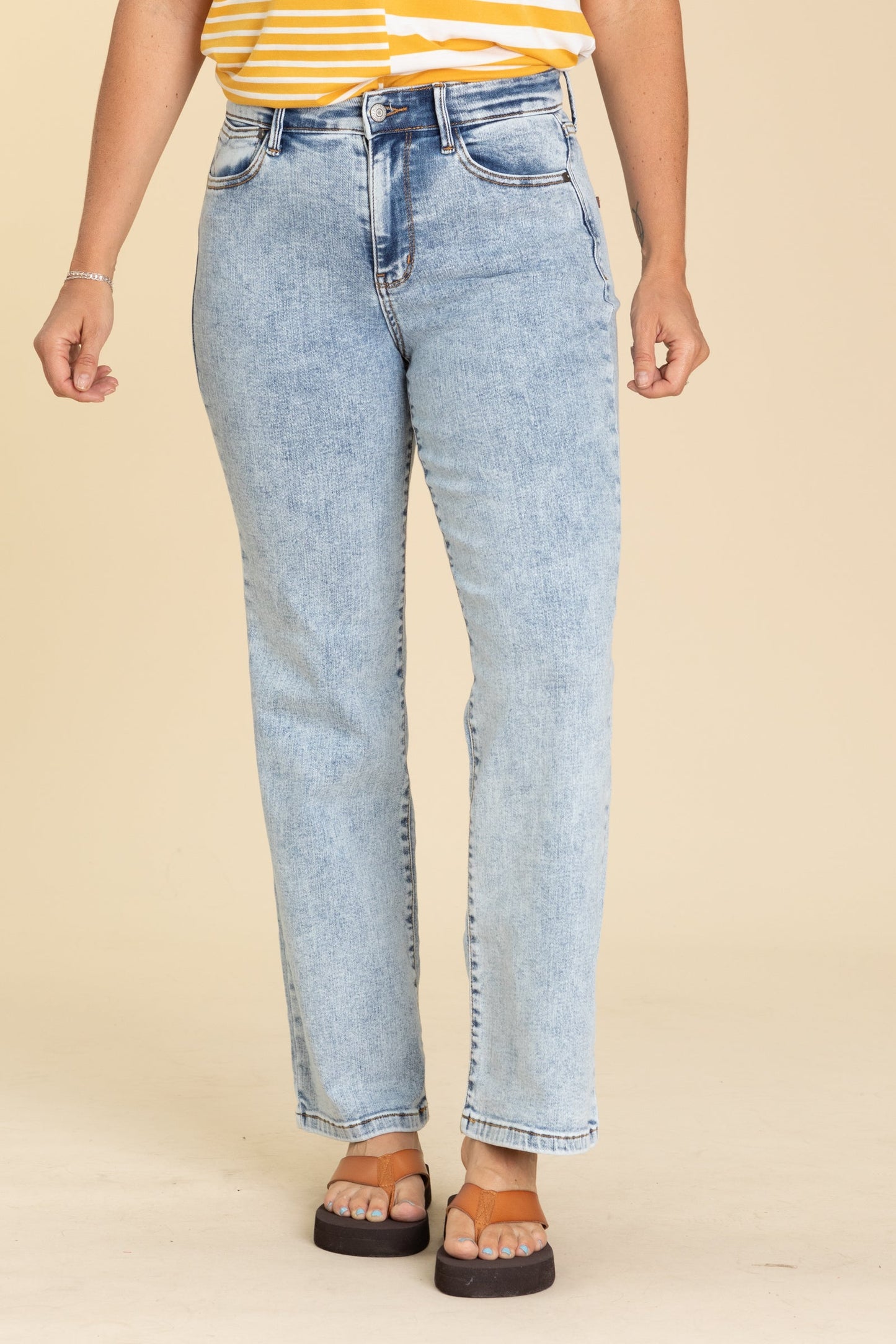 Judy Blue Light Stone Washed Straight Jeans