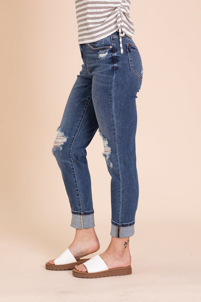 Judy Blue Boyfriend Fit Faux Cuff Jeans