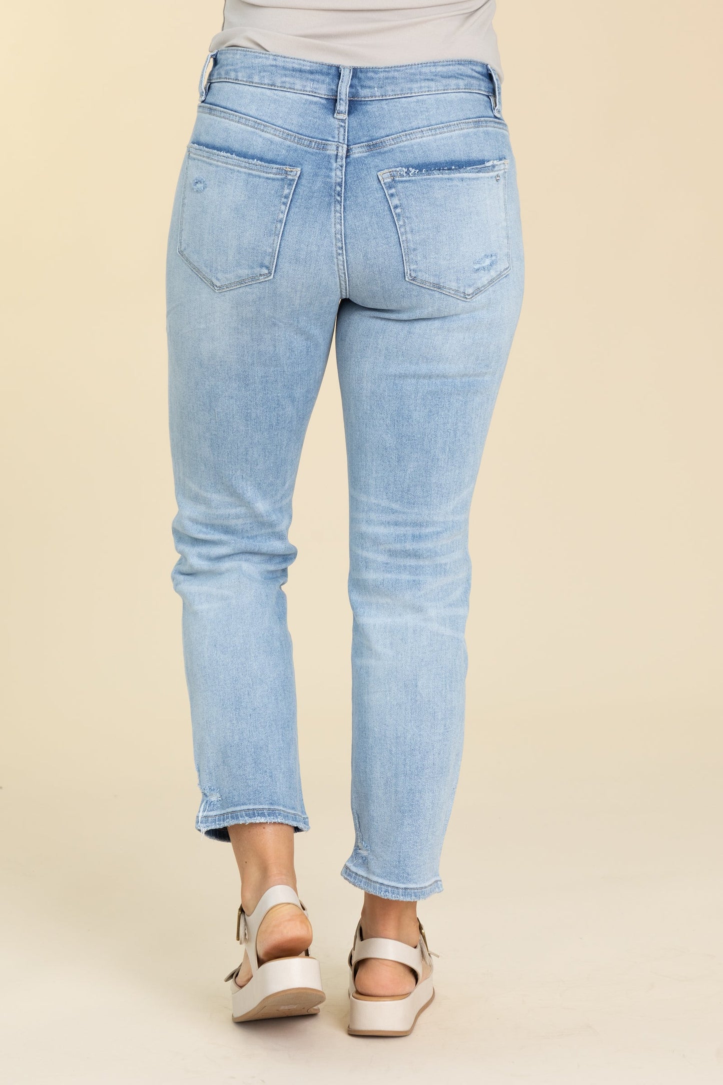 Mica Light Wash Mid Rise Straight Leg Jeans