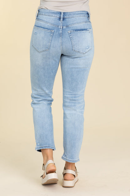 Mica Light Wash Mid Rise Straight Leg Jeans