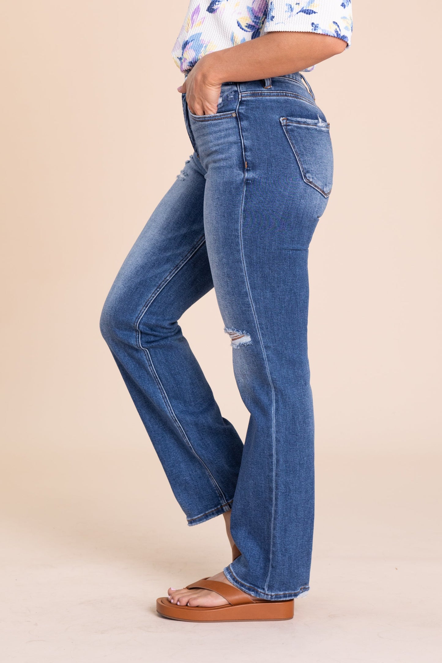 Risen High Rise Ankle Straight Jeans