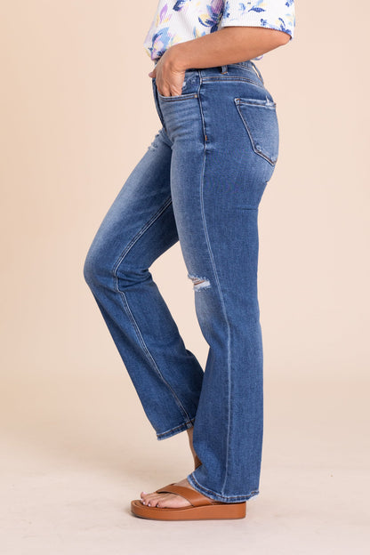 Risen High Rise Ankle Straight Jeans