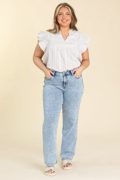 Judy Blue Light Stone Washed Straight Jeans