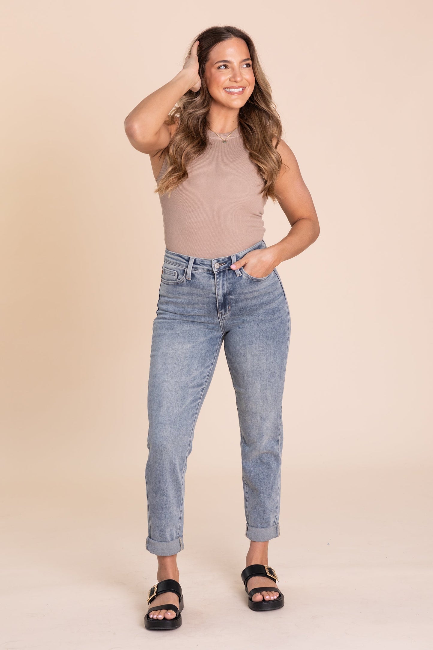 Judy Blue Vintage Wash Double Roll Cuff Jeans