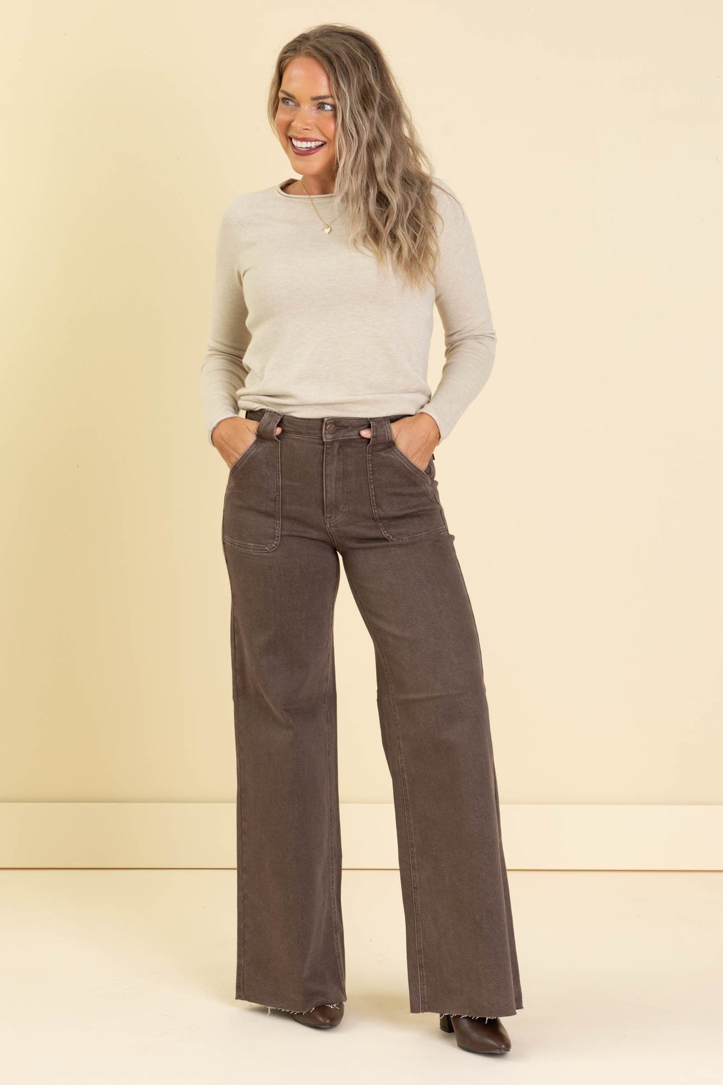 Judy Blue Brown Retro Wide Jeans